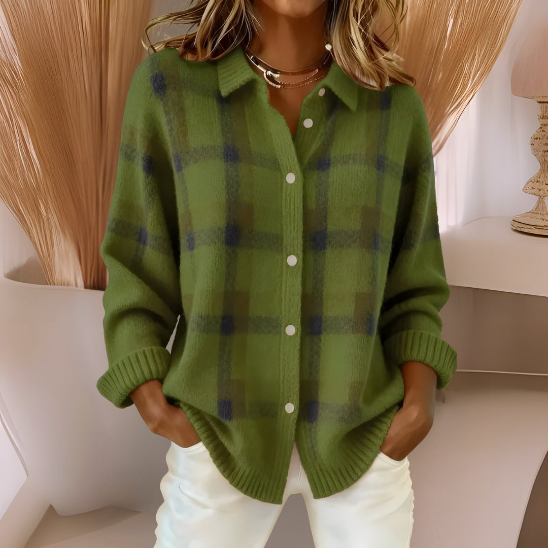 Anna™ | Weicher Strickcardigan mit Karomuster