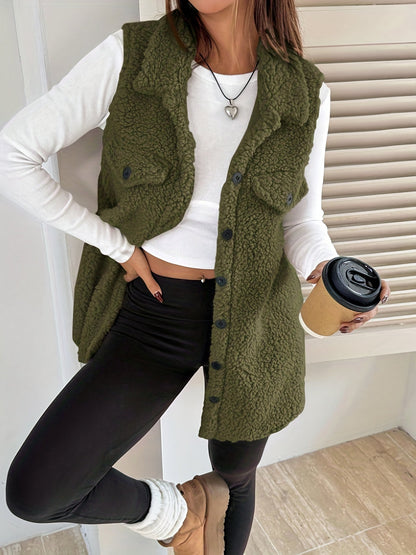 Luna Moda | Elegancka wełniana kamizelka bez rękawów