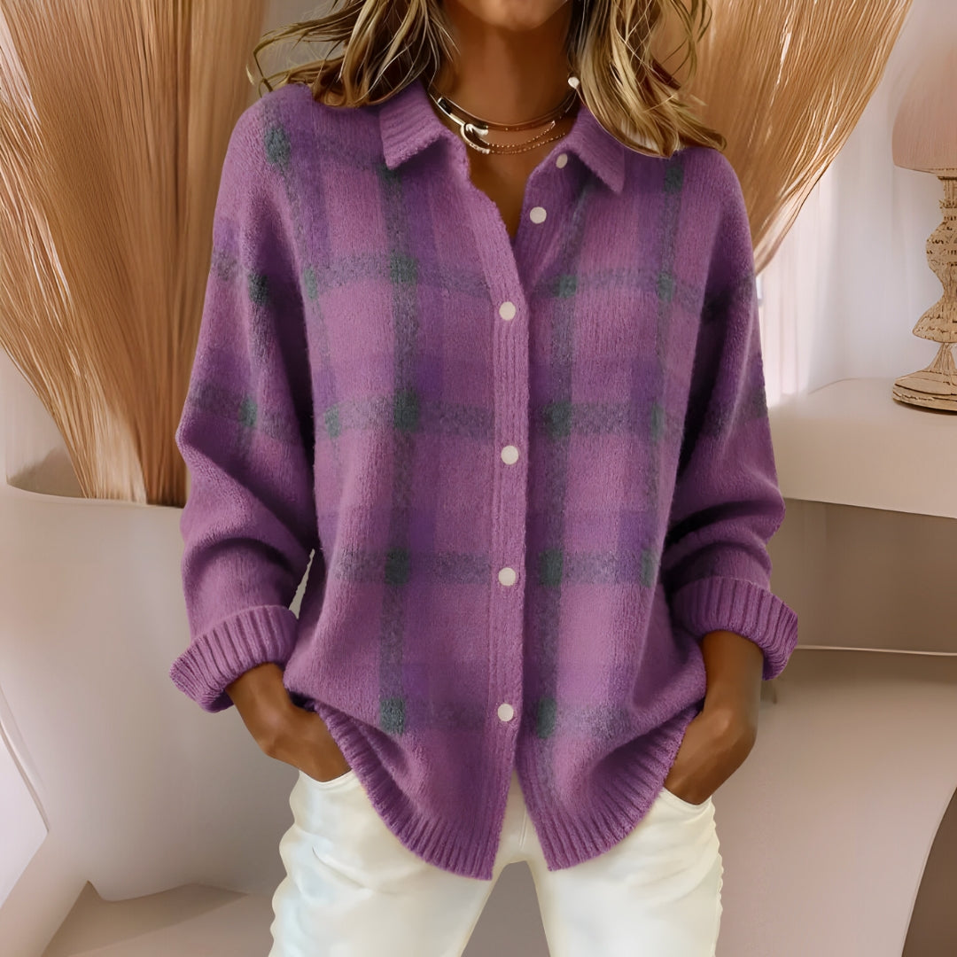Anna™ | Weicher Strickcardigan mit Karomuster