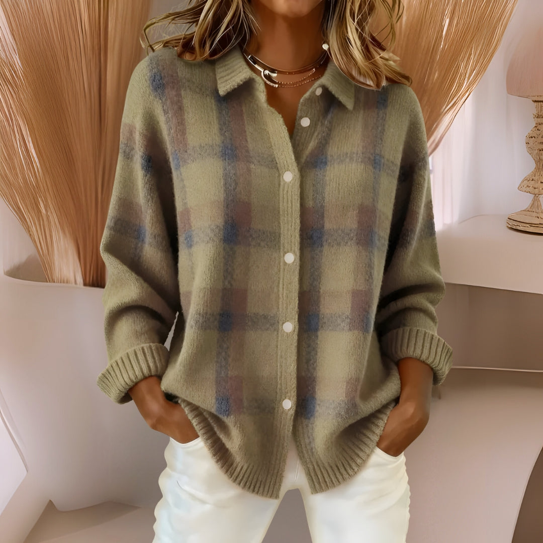 Anna™ | Weicher Strickcardigan mit Karomuster