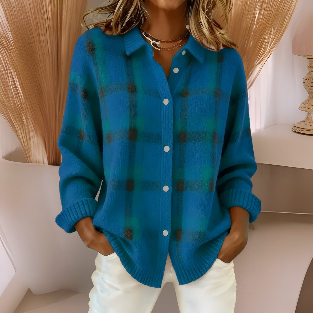 Anna™ | Weicher Strickcardigan mit Karomuster