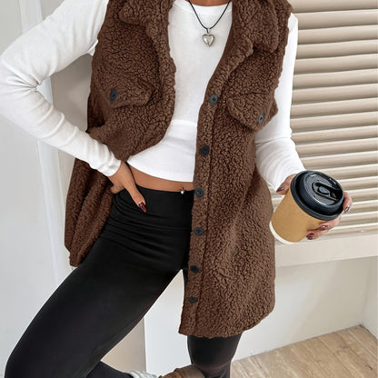 Luna Moda | Elegancka wełniana kamizelka bez rękawów