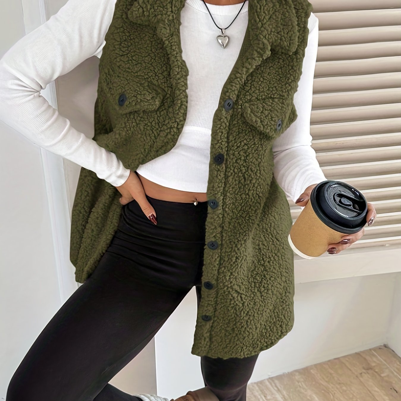 Luna Moda | Elegancka wełniana kamizelka bez rękawów